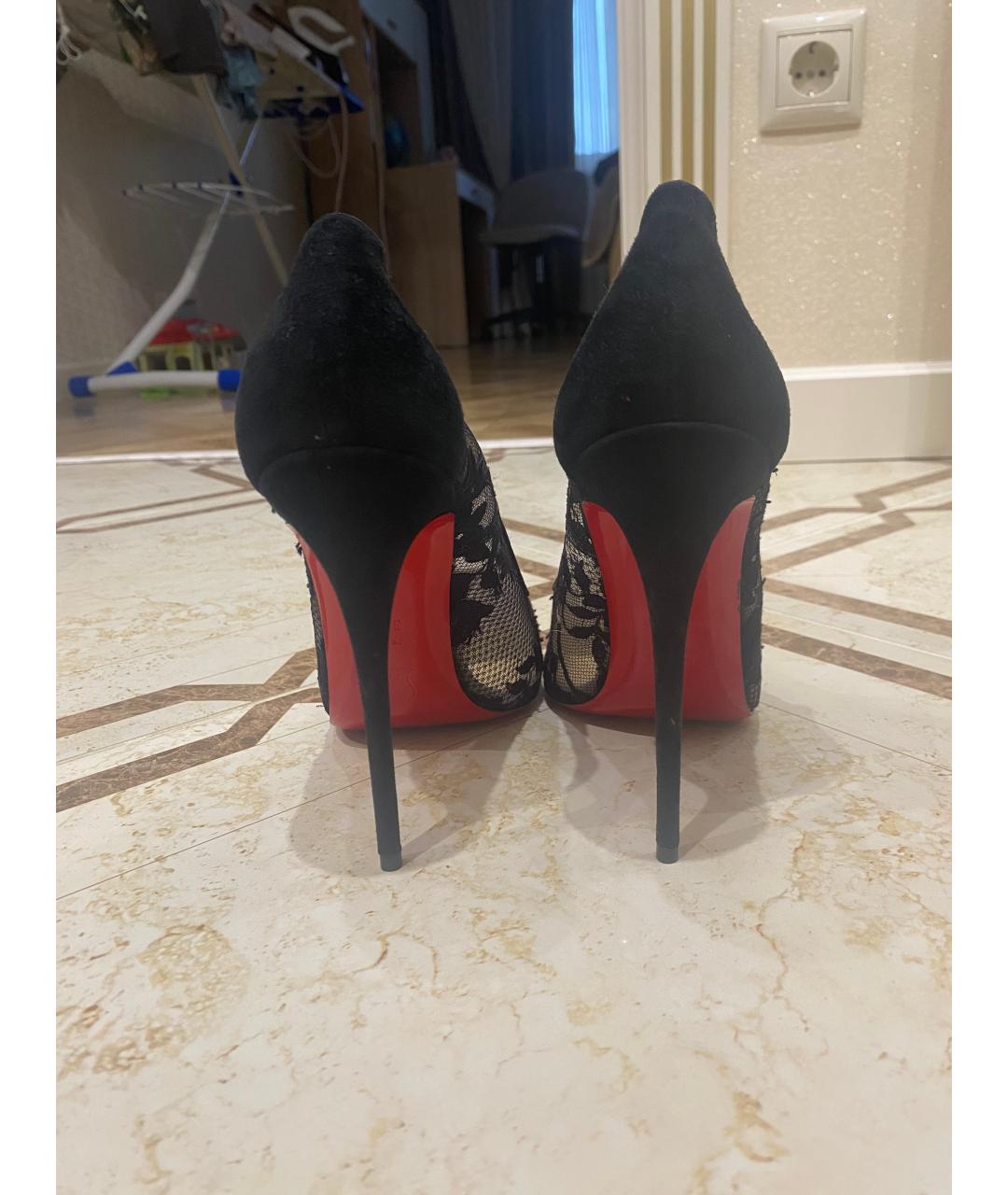 CHRISTIAN LOUBOUTIN Черные текстильные туфли, фото 4