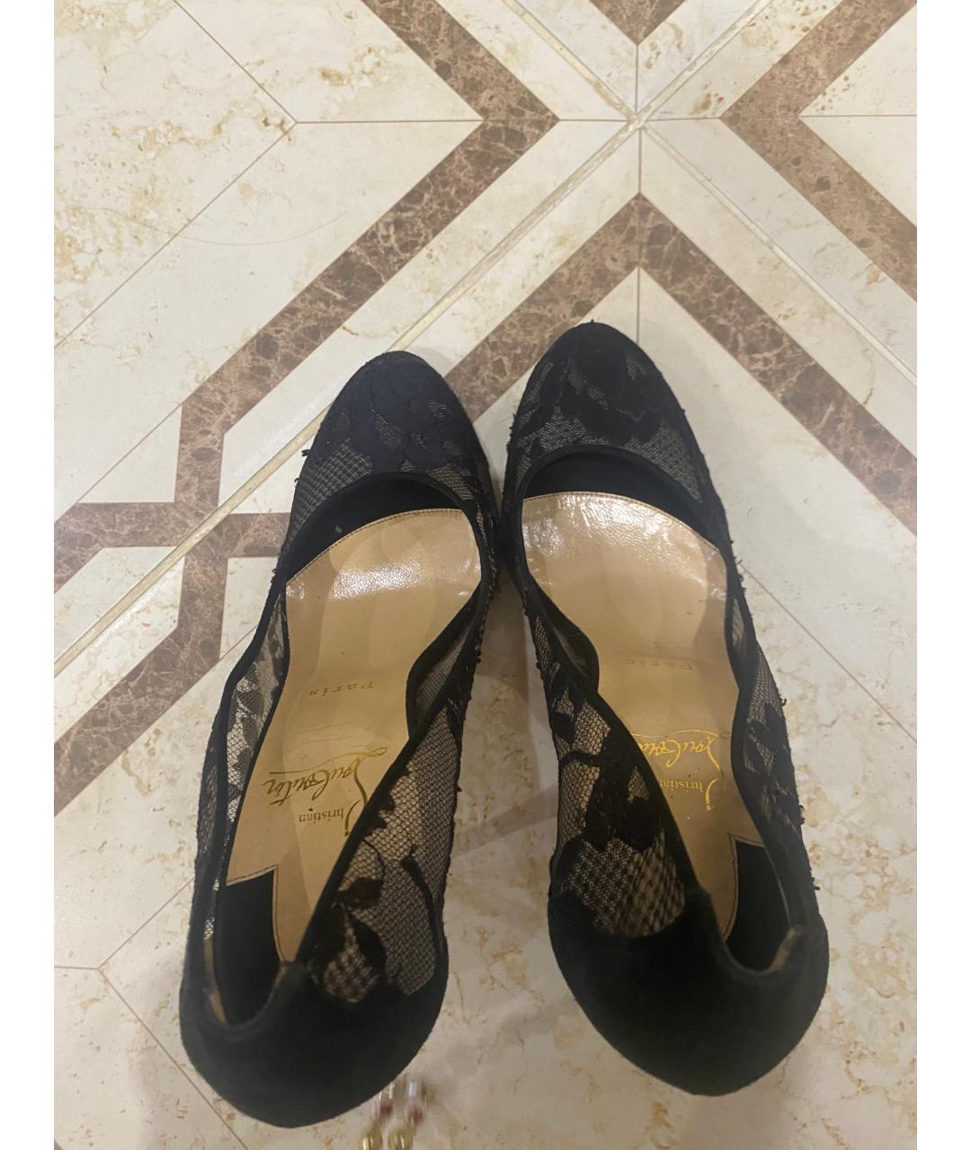 CHRISTIAN LOUBOUTIN Черные текстильные туфли, фото 3