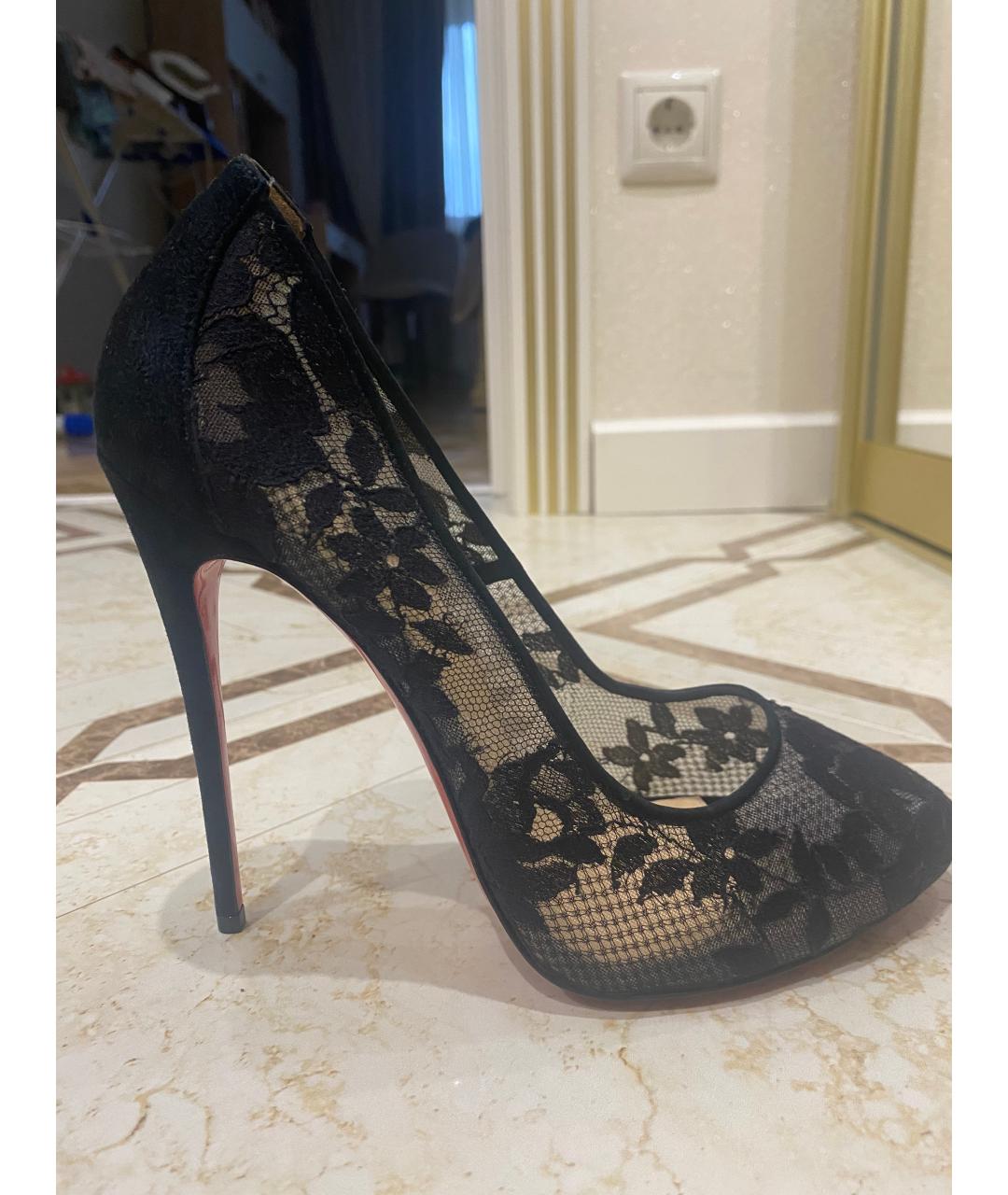 CHRISTIAN LOUBOUTIN Черные текстильные туфли, фото 6