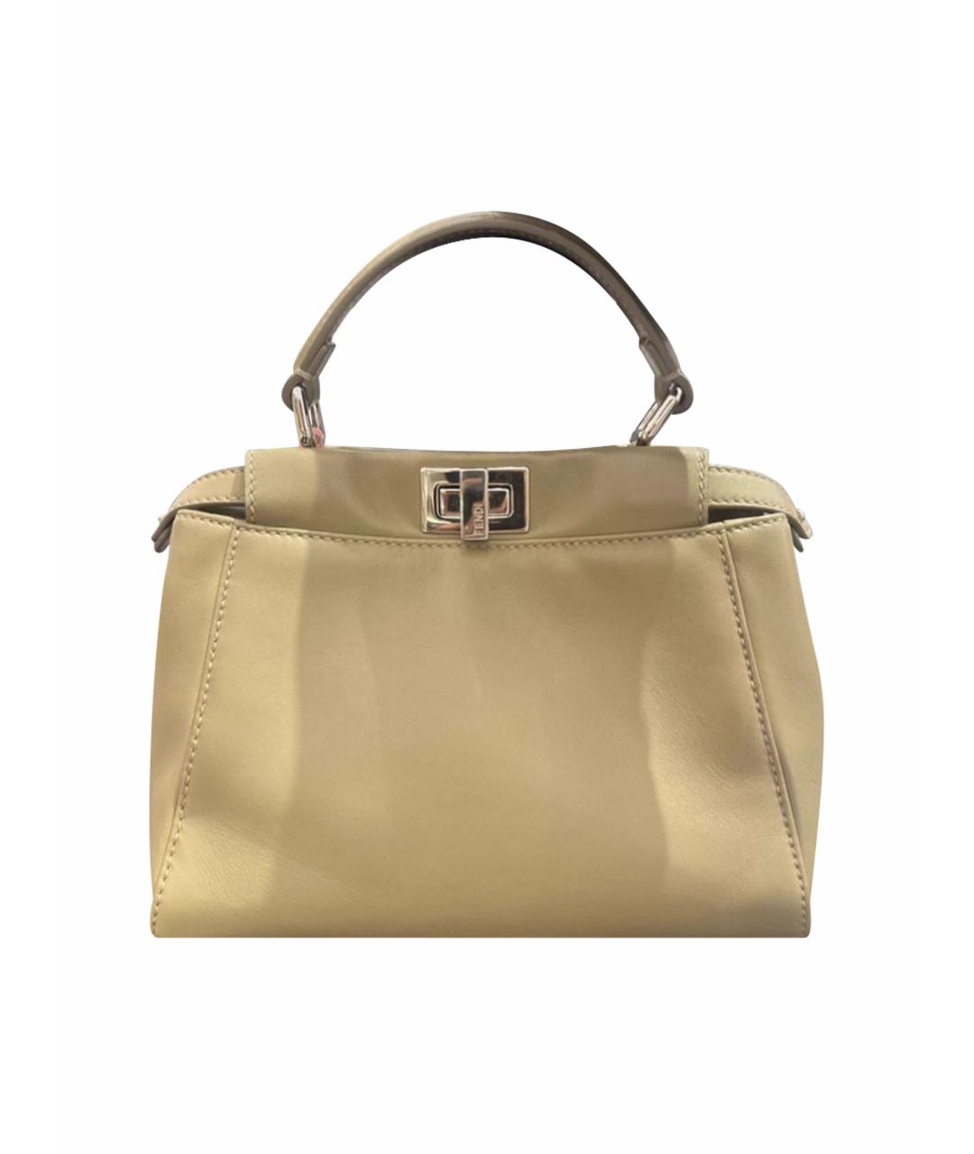 FENDI Бежевая кожаная сумка через плечо, фото 1