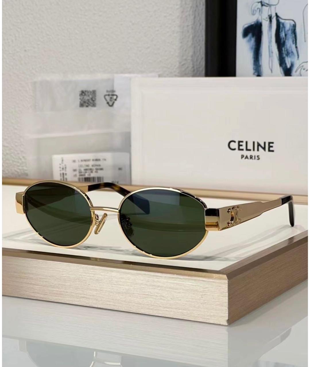 CELINE Золотые металлические солнцезащитные очки, фото 2