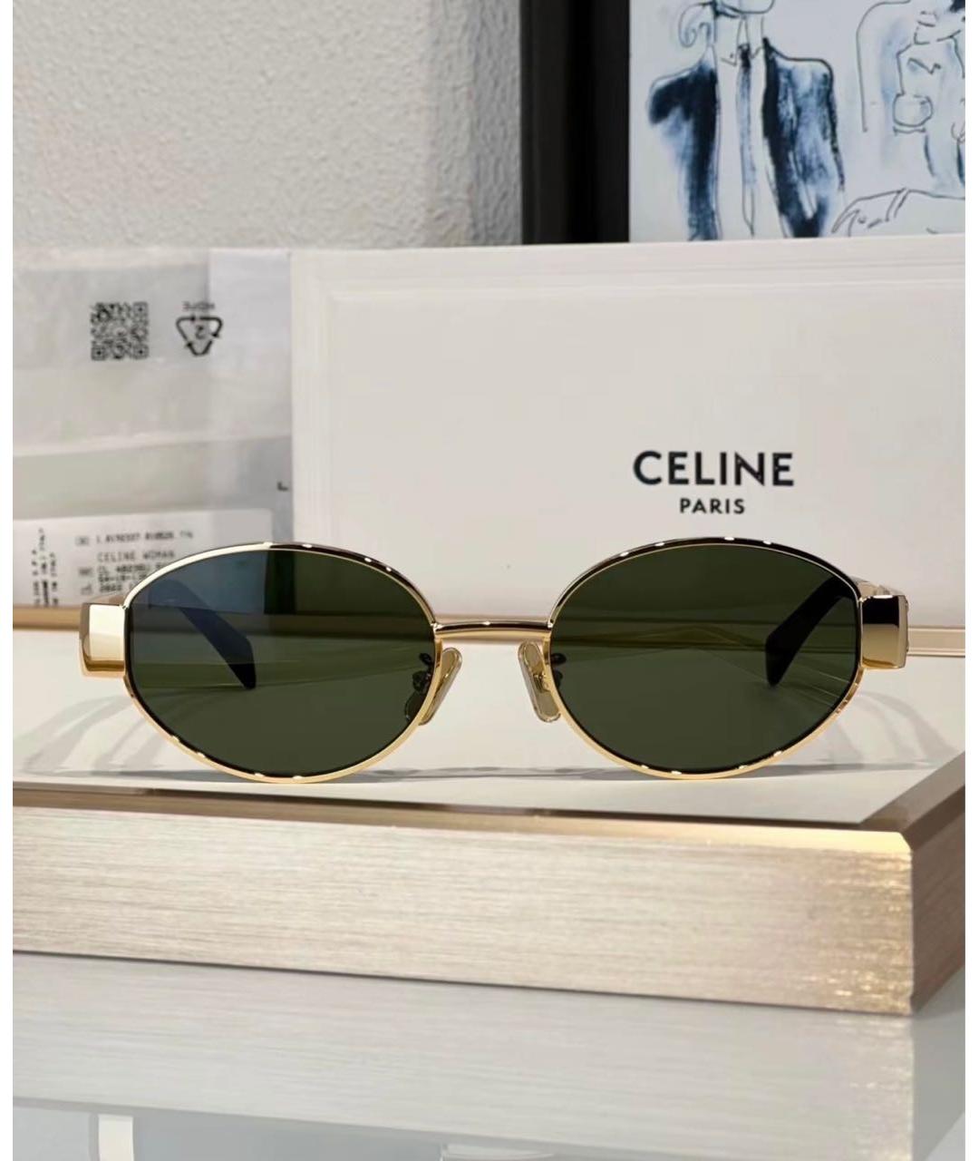CELINE Золотые металлические солнцезащитные очки, фото 3