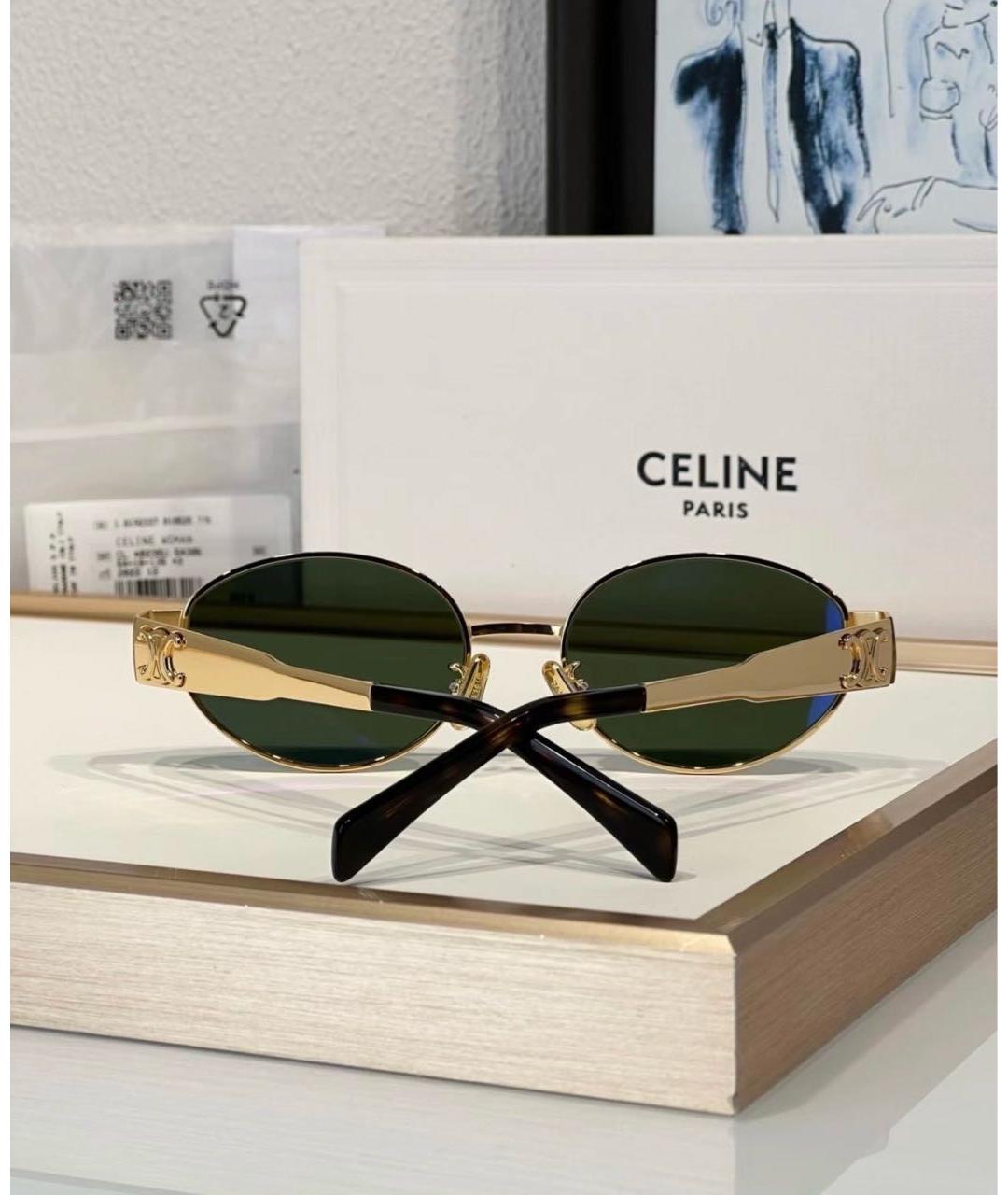 CELINE Золотые металлические солнцезащитные очки, фото 5