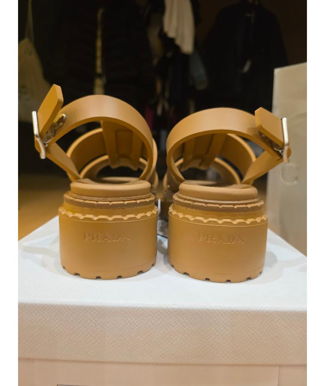 PRADA Бежевые резиновые босоножки, фото 4