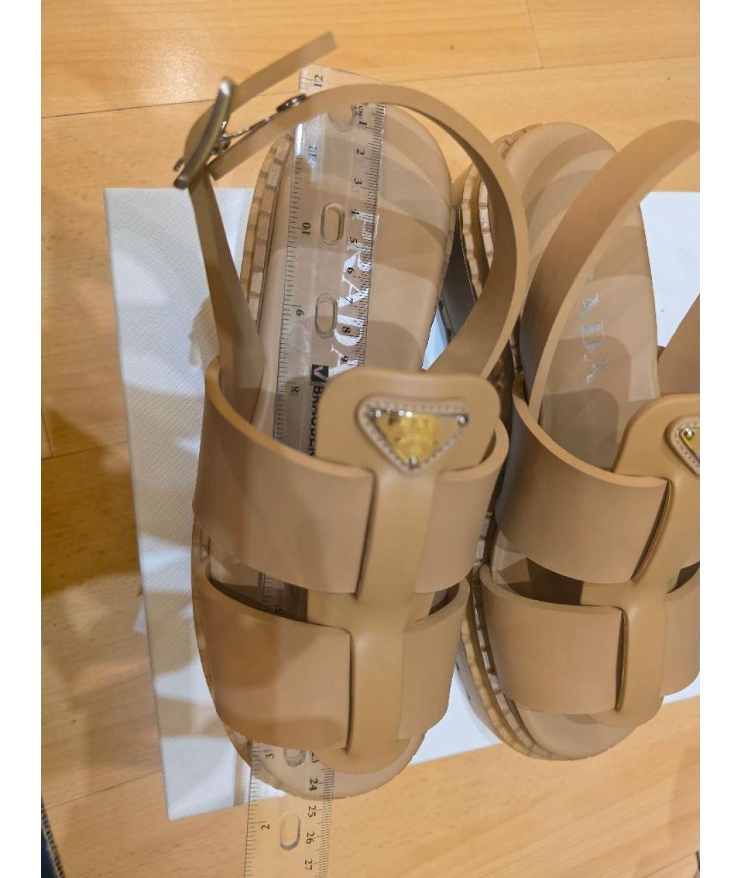 PRADA Бежевые резиновые босоножки, фото 8