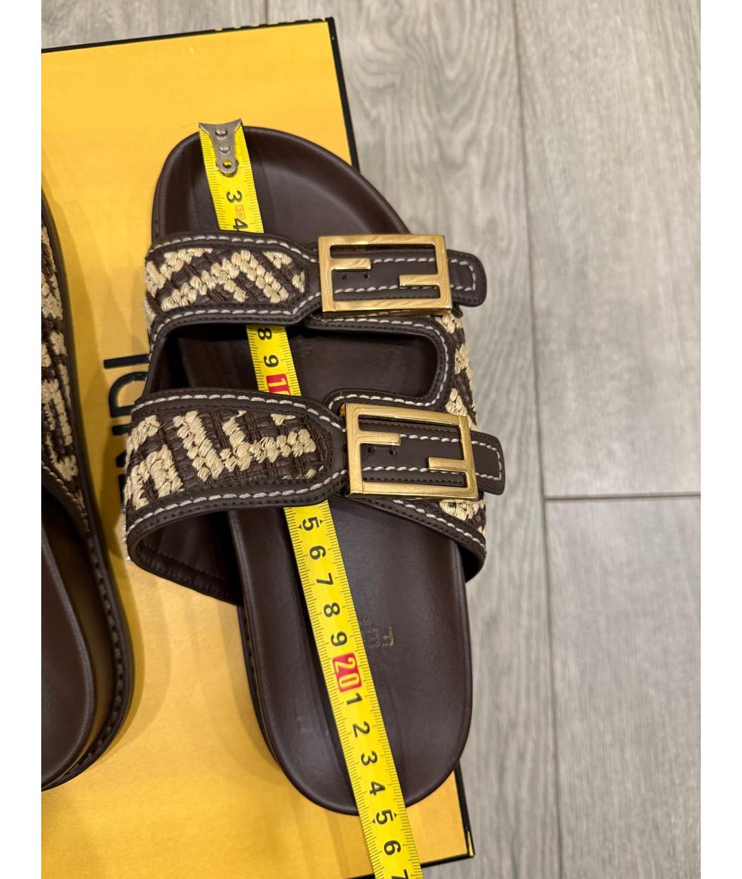 FENDI Коричневые кожаные сандалии, фото 8
