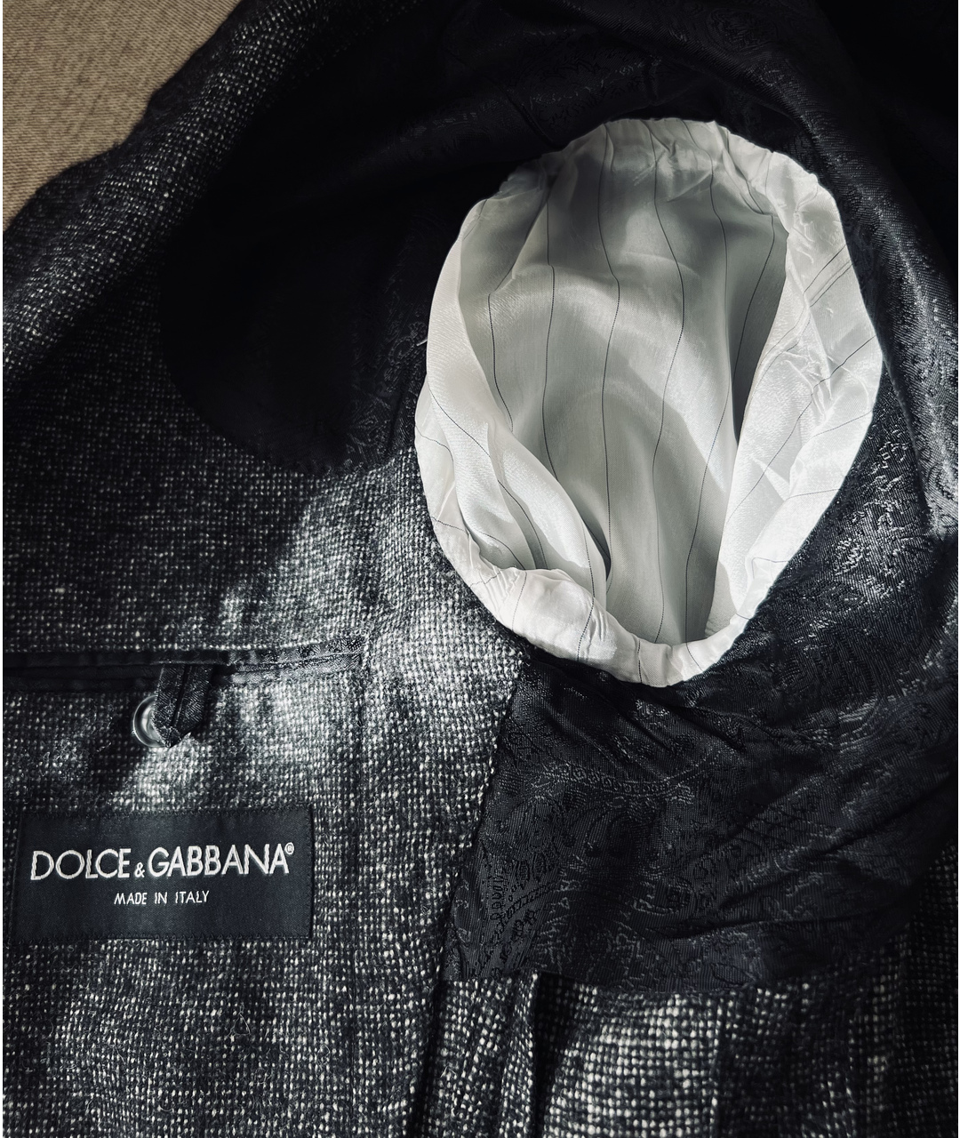 DOLCE&GABBANA Серый шерстяной пиджак, фото 6