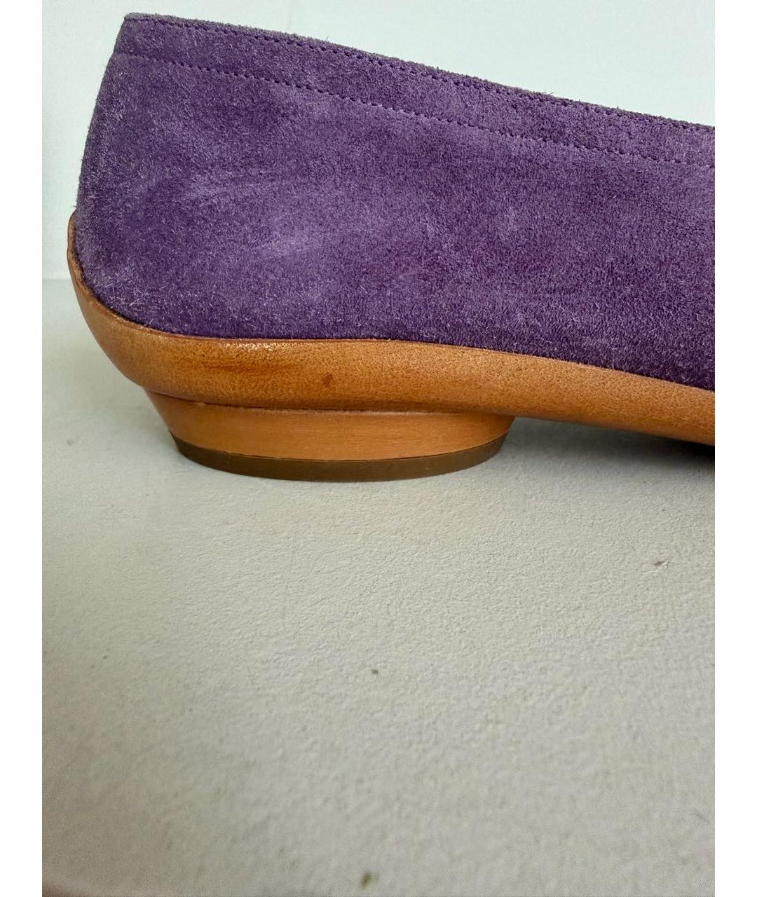 FERRAGAMO Фиолетовые замшевые туфли, фото 7