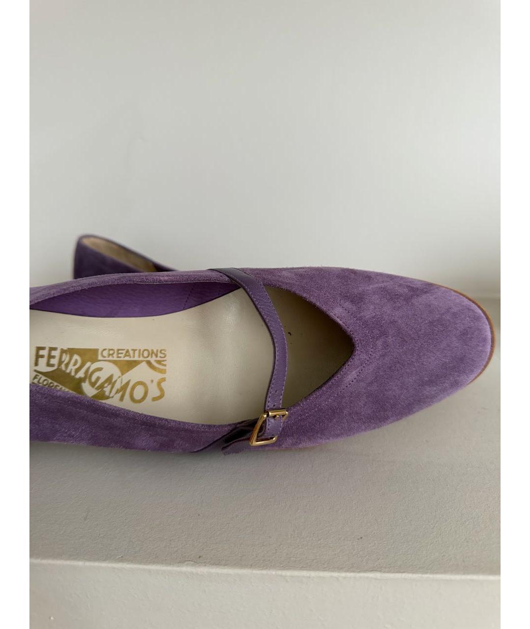 FERRAGAMO Фиолетовые замшевые туфли, фото 3