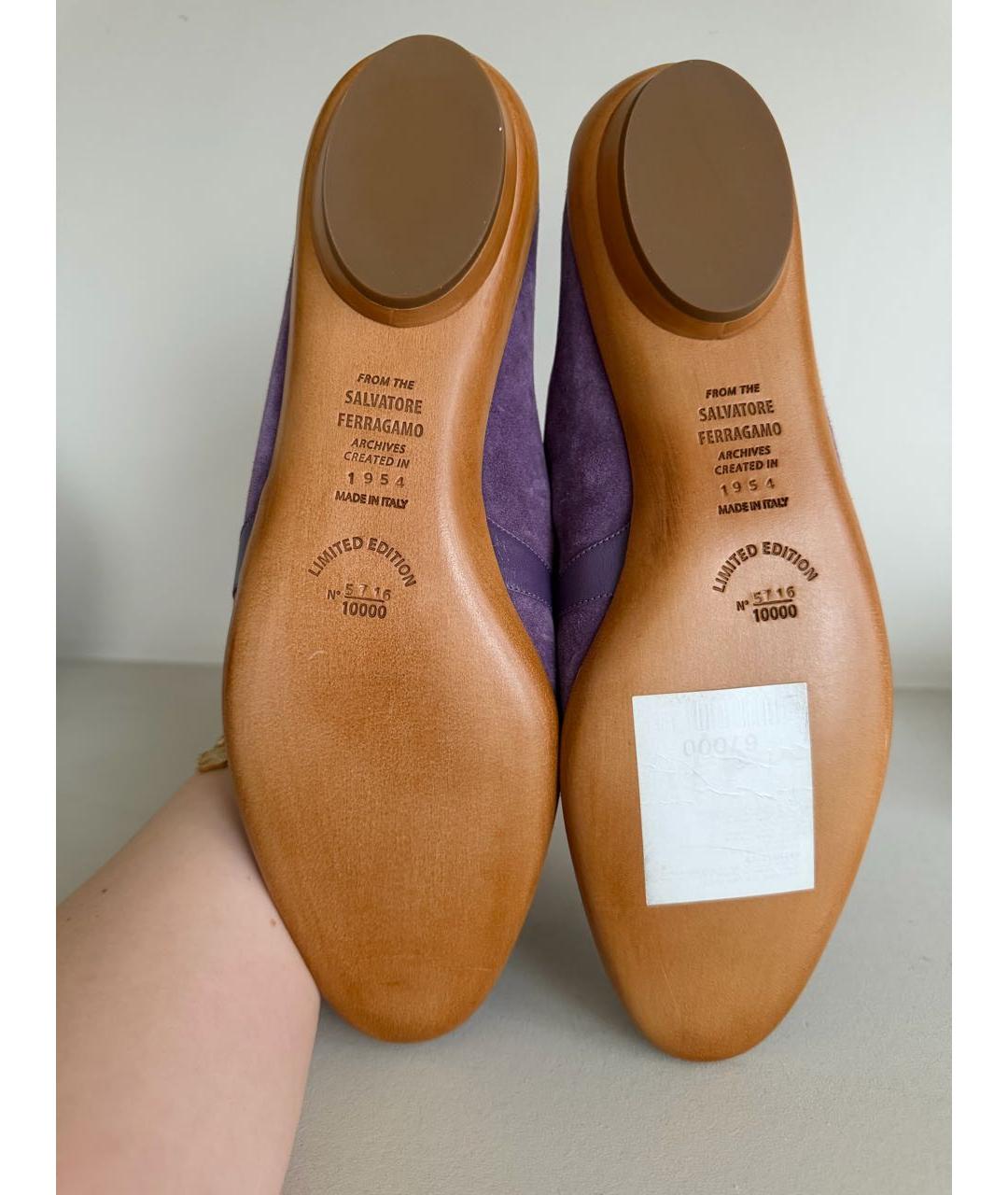 FERRAGAMO Фиолетовые замшевые туфли, фото 5