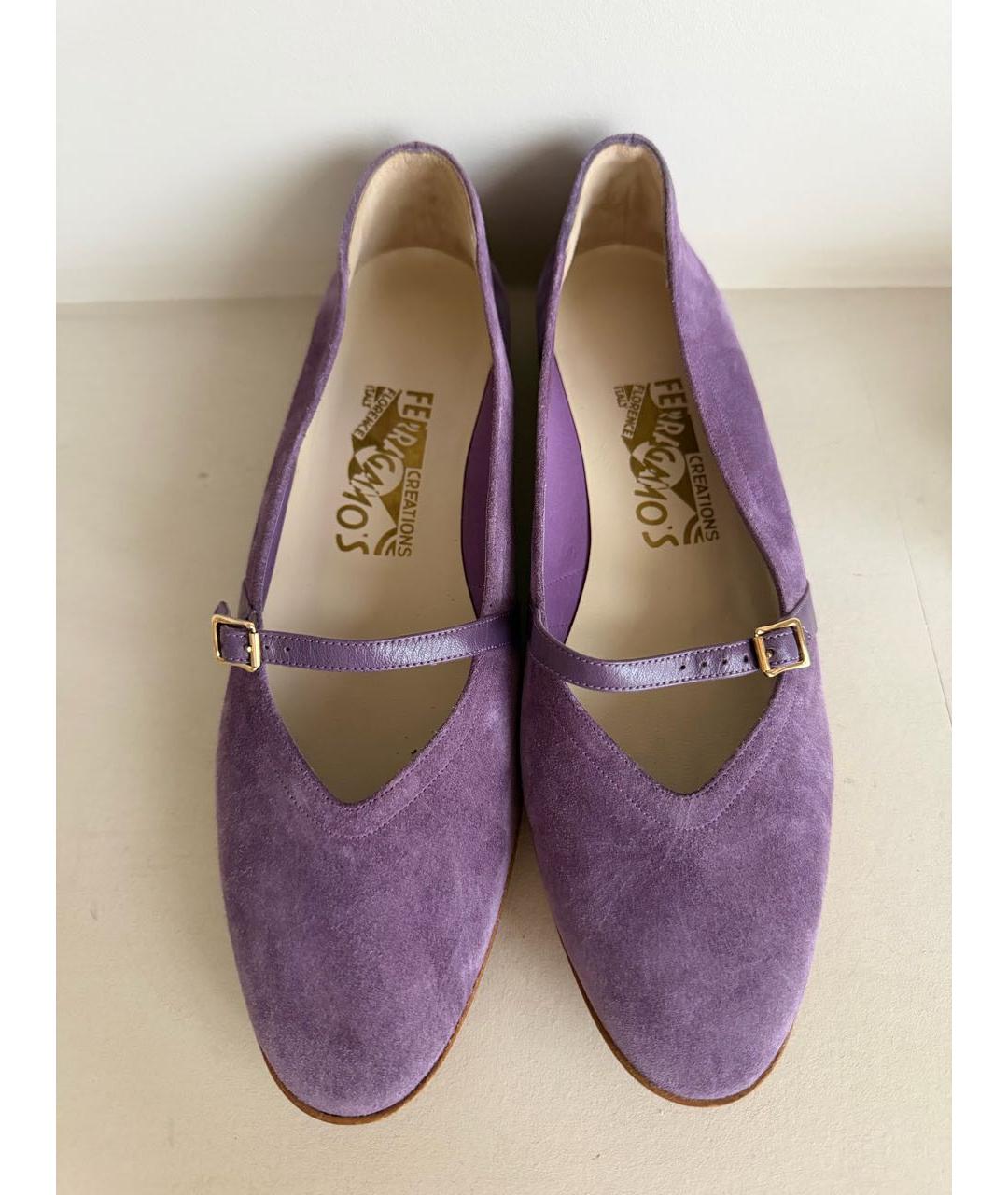 FERRAGAMO Фиолетовые замшевые туфли, фото 2