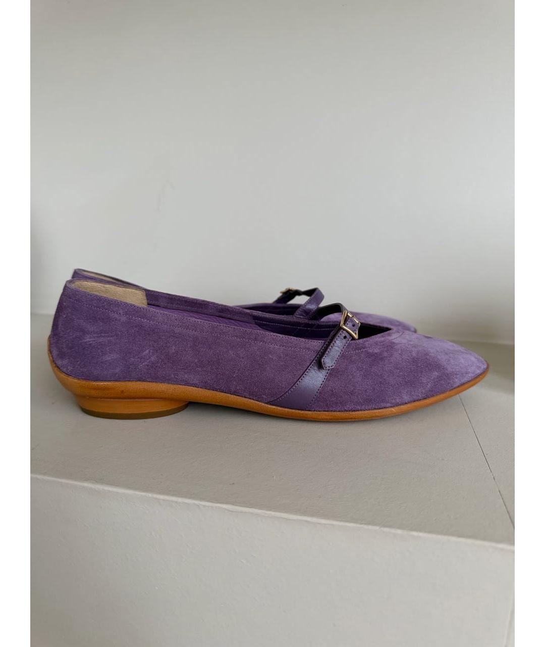 FERRAGAMO Фиолетовые замшевые туфли, фото 8