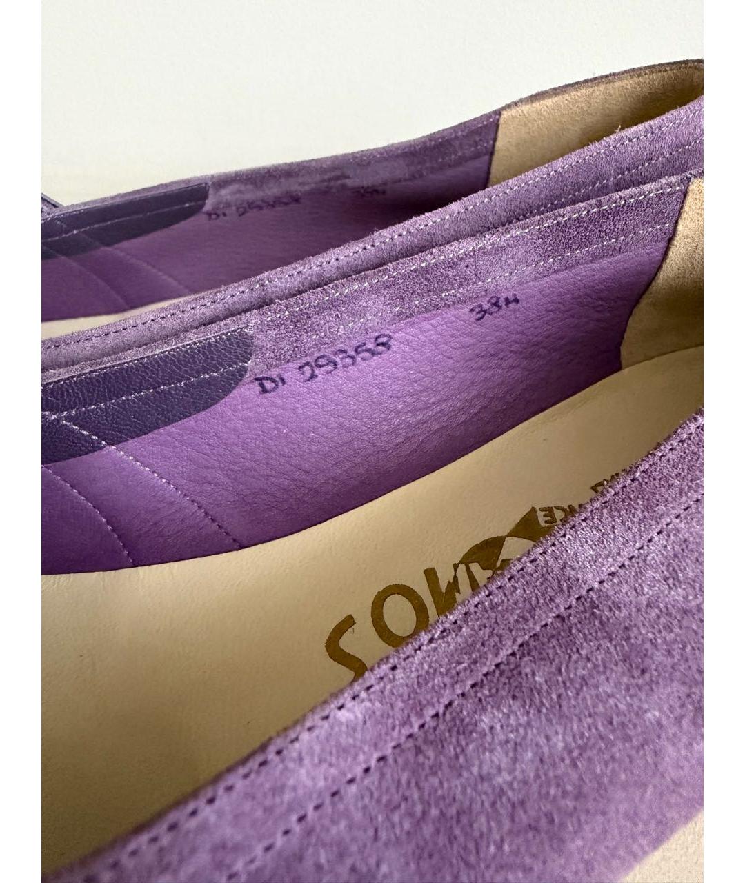 FERRAGAMO Фиолетовые замшевые туфли, фото 6