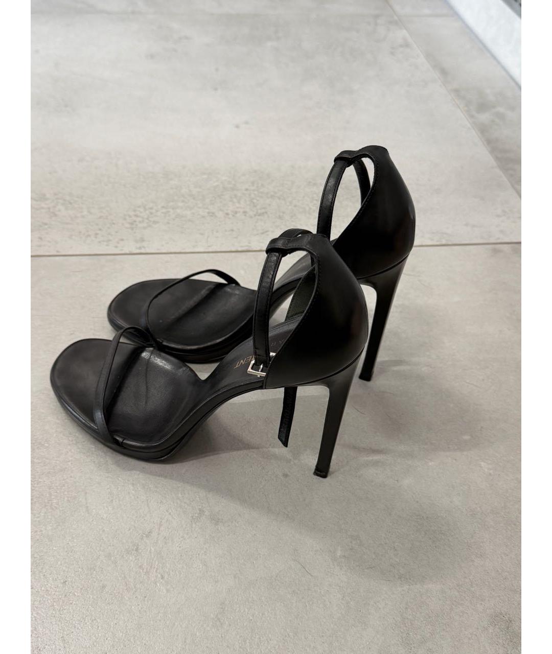 SAINT LAURENT Черные кожаные босоножки, фото 6