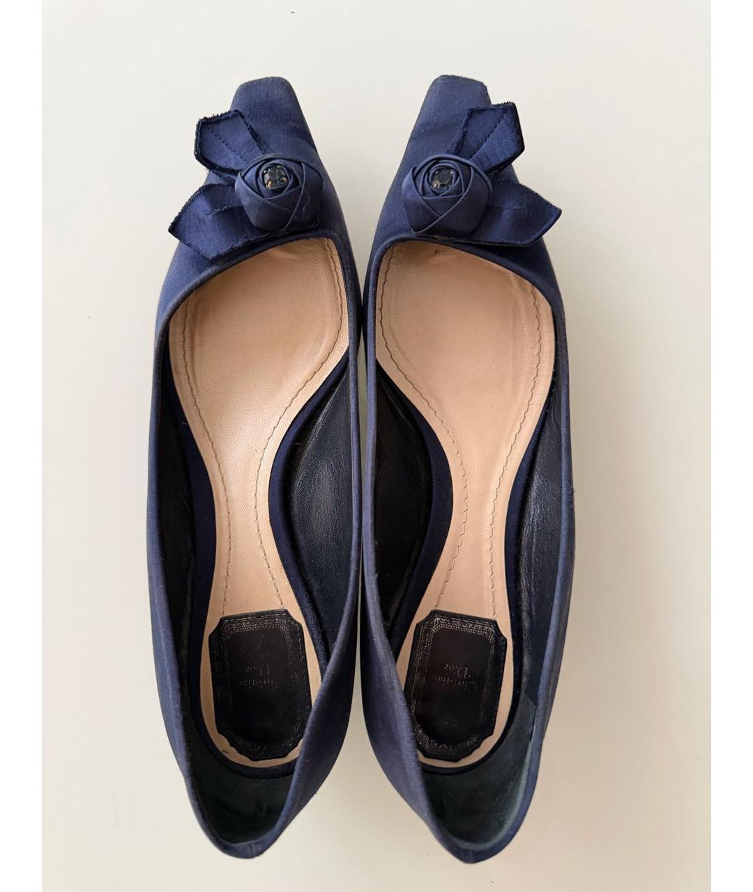 CHRISTIAN DIOR Темно-синие текстильные туфли, фото 3