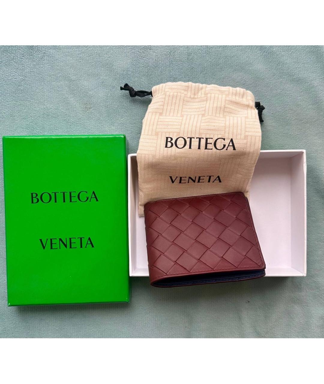 BOTTEGA VENETA Бордовый кожаный кошелек, фото 7