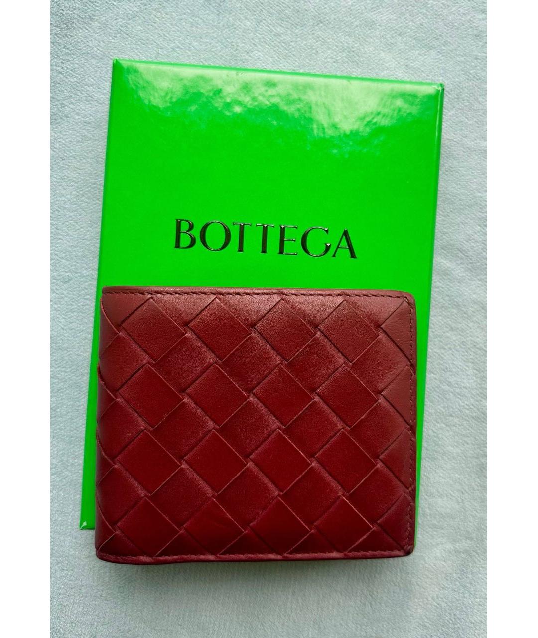 BOTTEGA VENETA Бордовый кожаный кошелек, фото 8