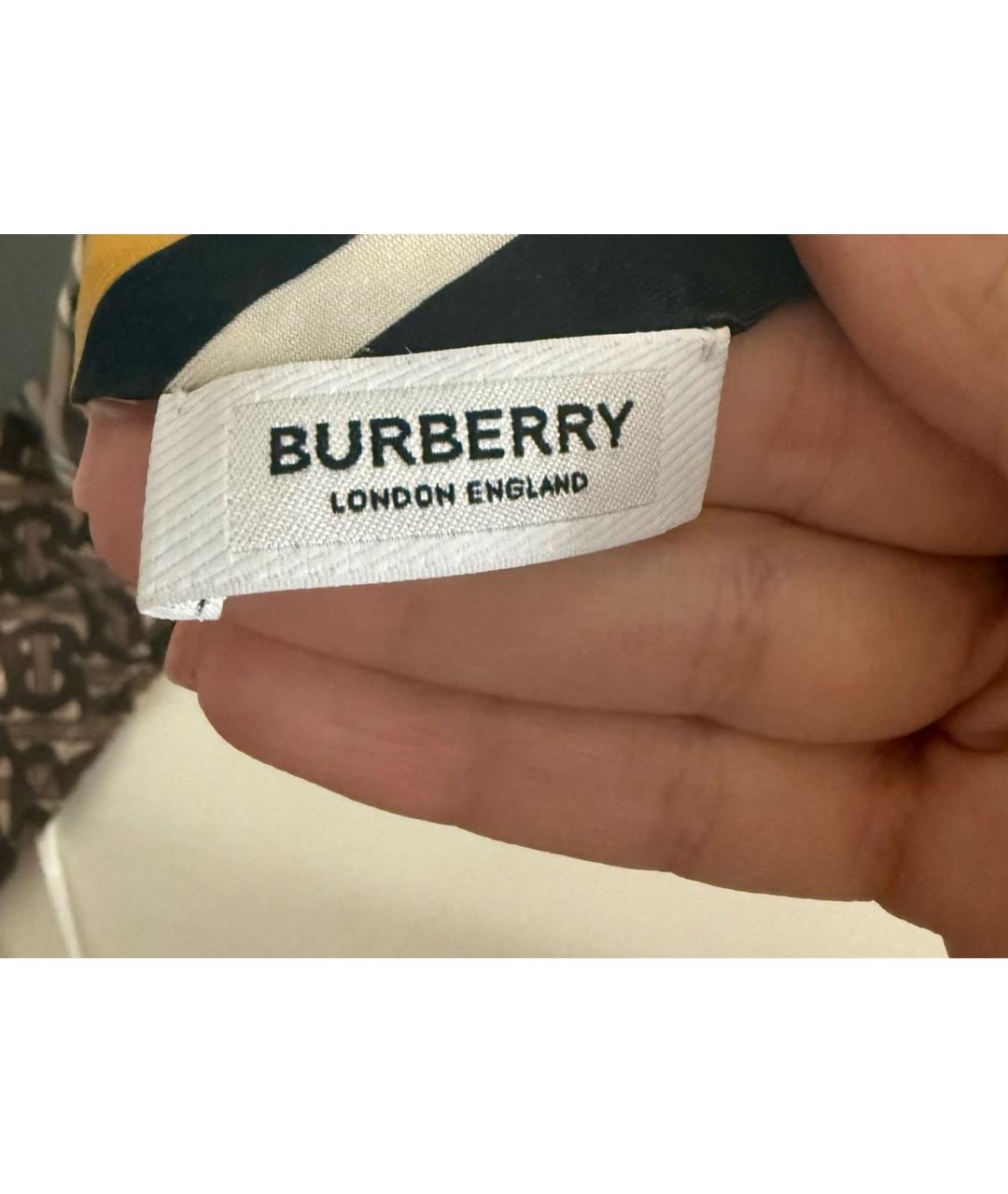 BURBERRY Коричневый шелковый шарф, фото 3