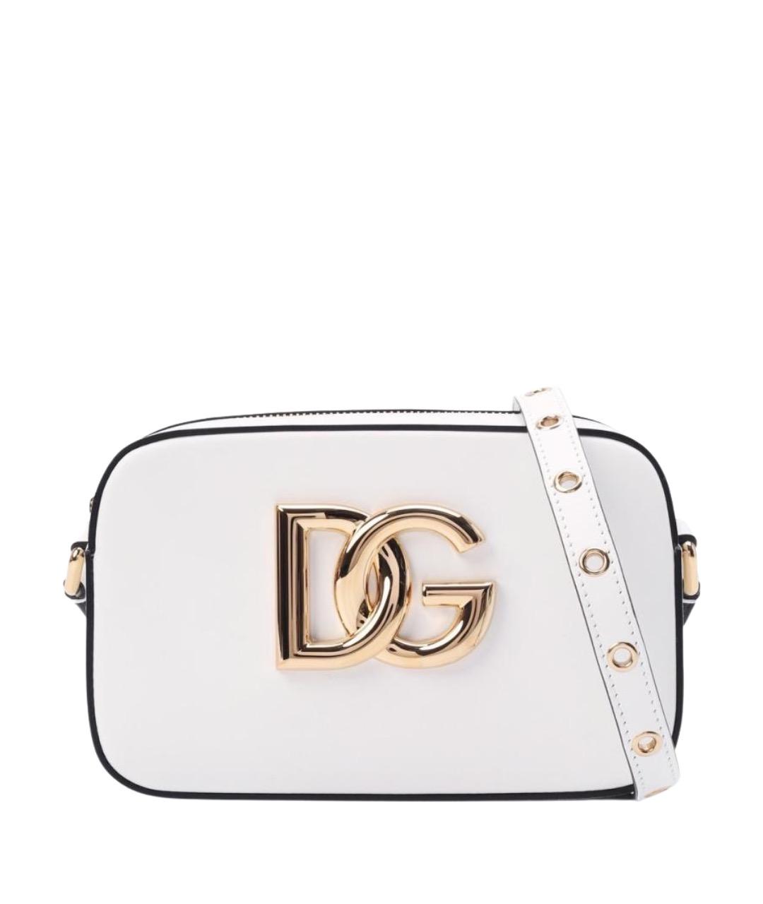 DOLCE&GABBANA Белая кожаная сумка через плечо, фото 1