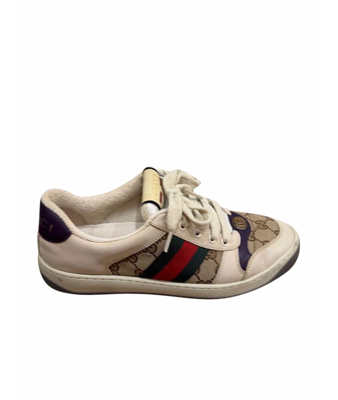 GUCCI Бежевые текстильные кеды, фото 1