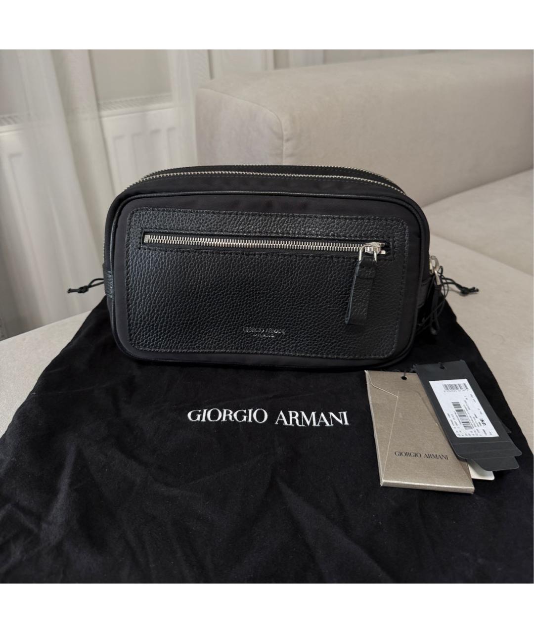 GIORGIO ARMANI Черная кожаная косметичка, фото 9