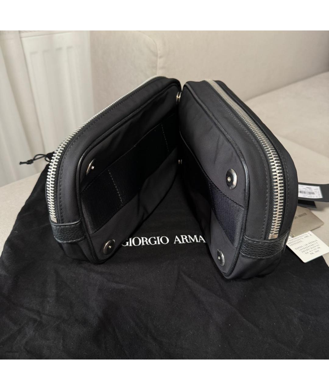 GIORGIO ARMANI Черная кожаная косметичка, фото 3