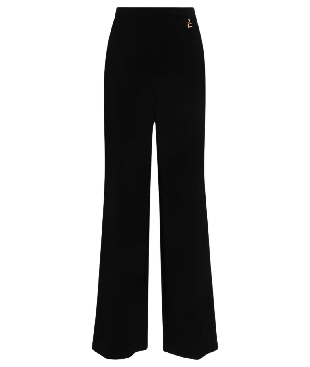 ELISABETTA FRANCHI Черные полиэстеровые брюки широкие, фото 1