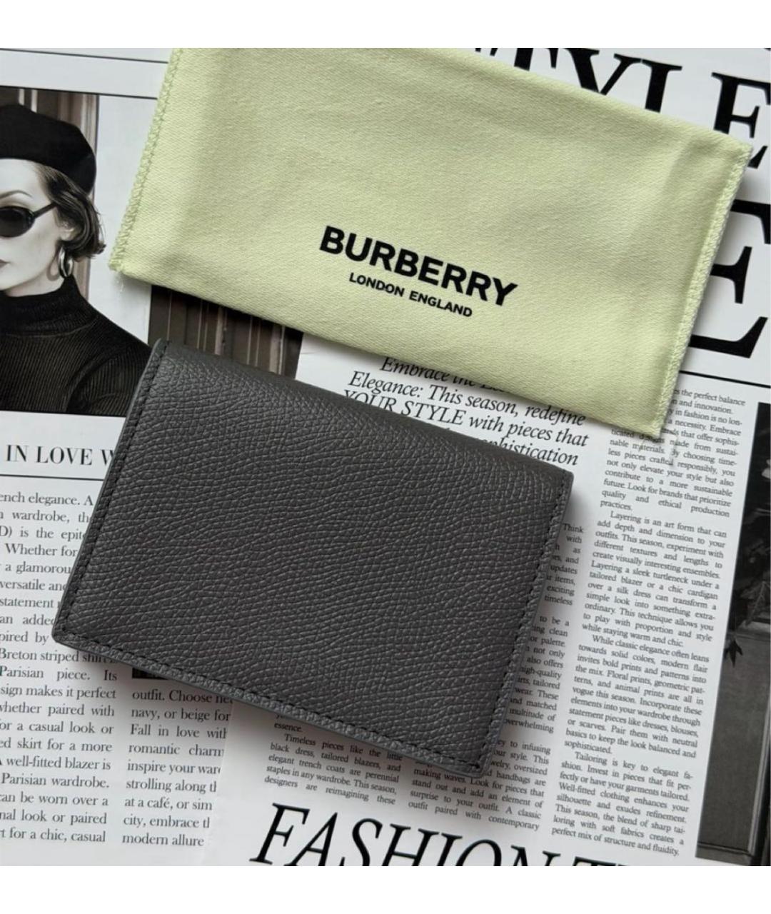 BURBERRY Антрацитовый кожаный кардхолдер, фото 3