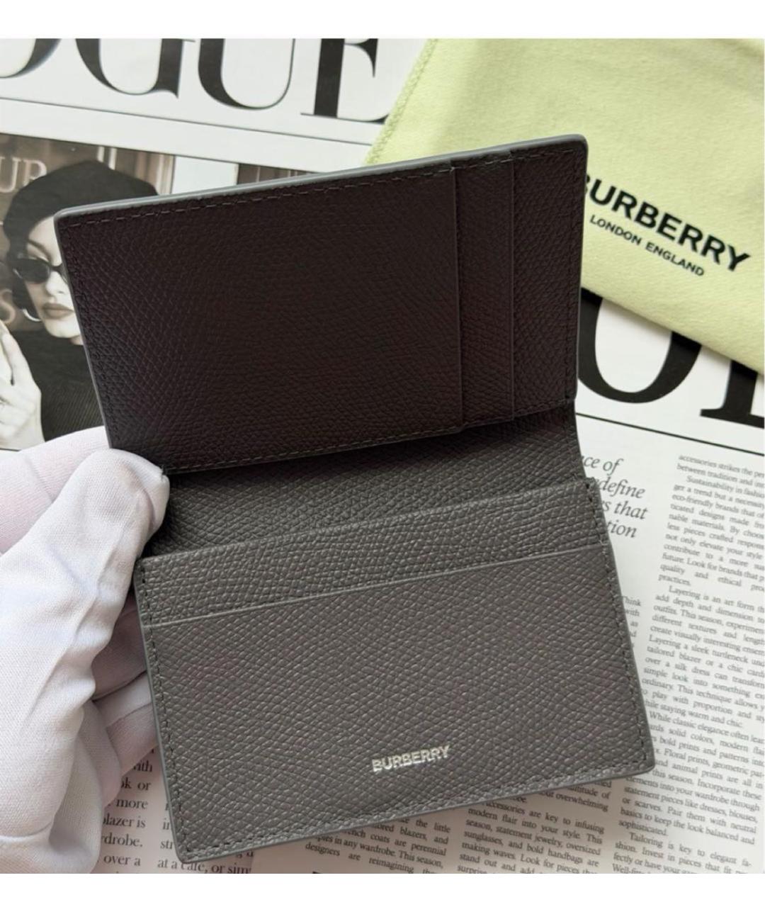 BURBERRY Антрацитовый кожаный кардхолдер, фото 4