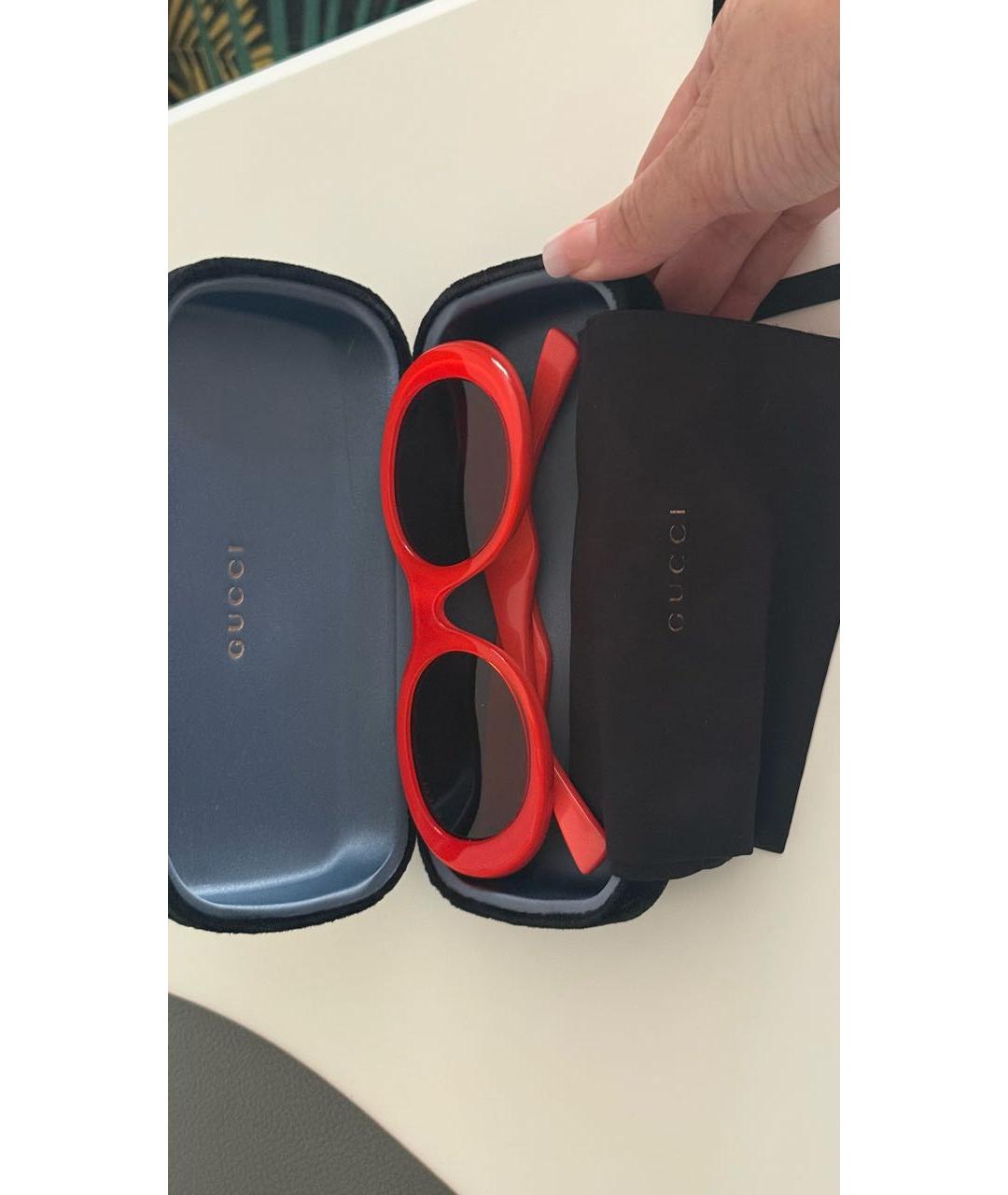 GUCCI Красные пластиковые солнцезащитные очки, фото 4