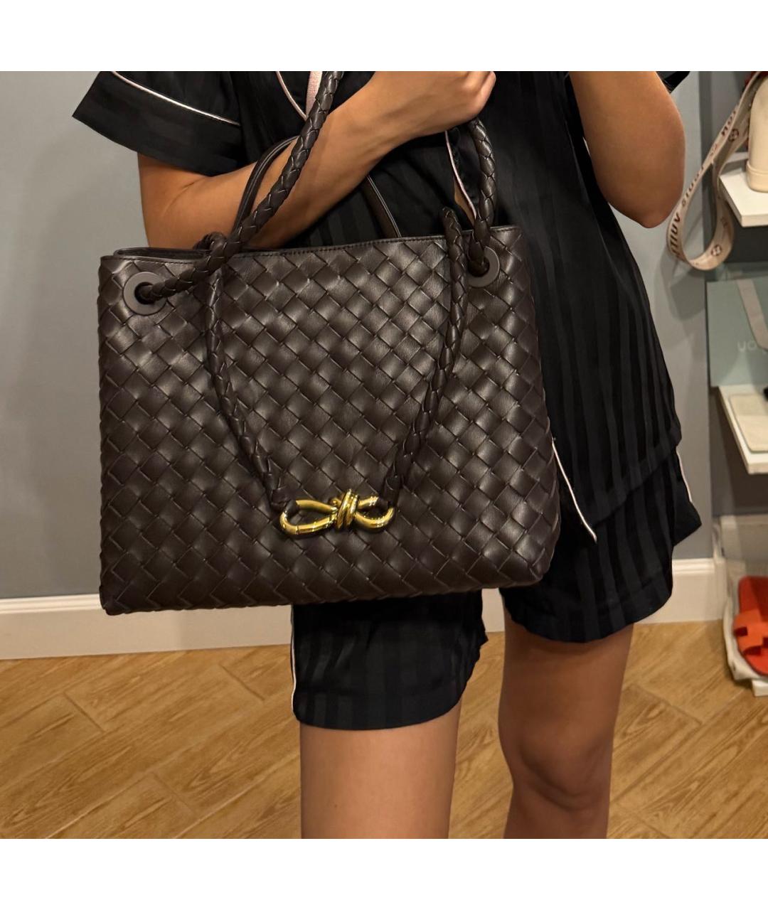 BOTTEGA VENETA Коричневая кожаная сумка через плечо, фото 4