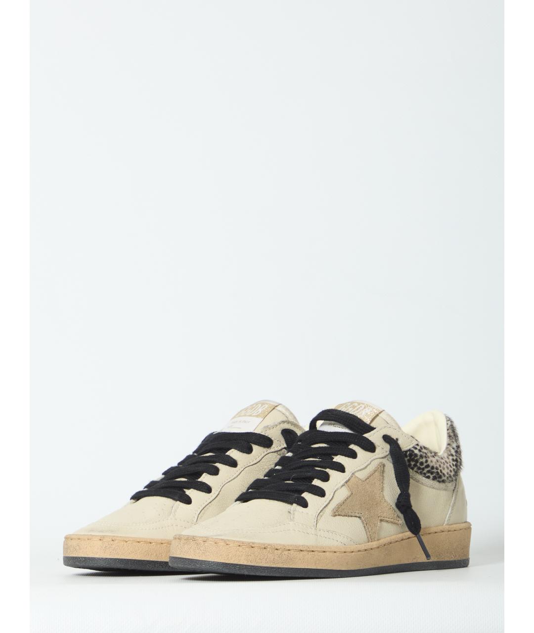 GOLDEN GOOSE Бежевые кожаные кроссовки, фото 2