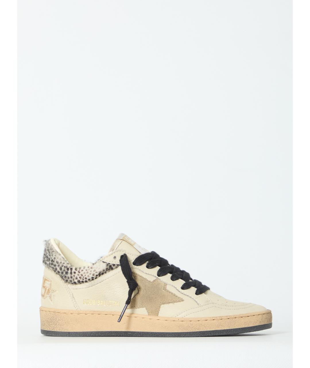 GOLDEN GOOSE Бежевые кожаные кроссовки, фото 6