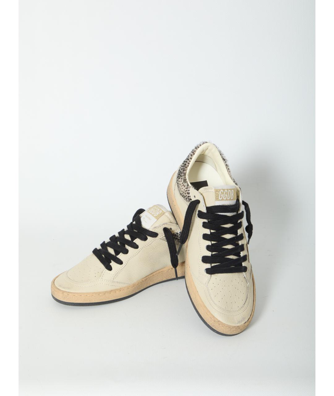 GOLDEN GOOSE Бежевые кожаные кроссовки, фото 5
