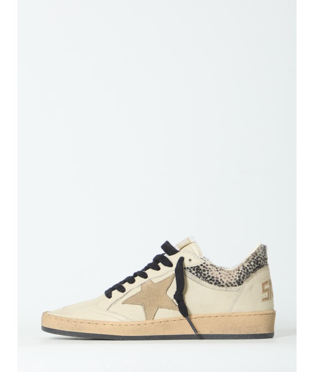 GOLDEN GOOSE Бежевые кожаные кроссовки, фото 4