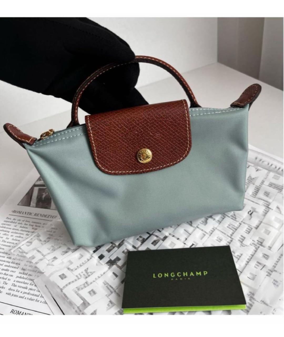 LONGCHAMP Зеленая тканевая сумка с короткими ручками, фото 4