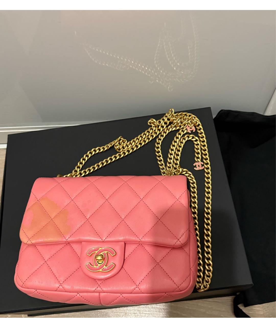 CHANEL Розовая кожаная сумка через плечо, фото 8