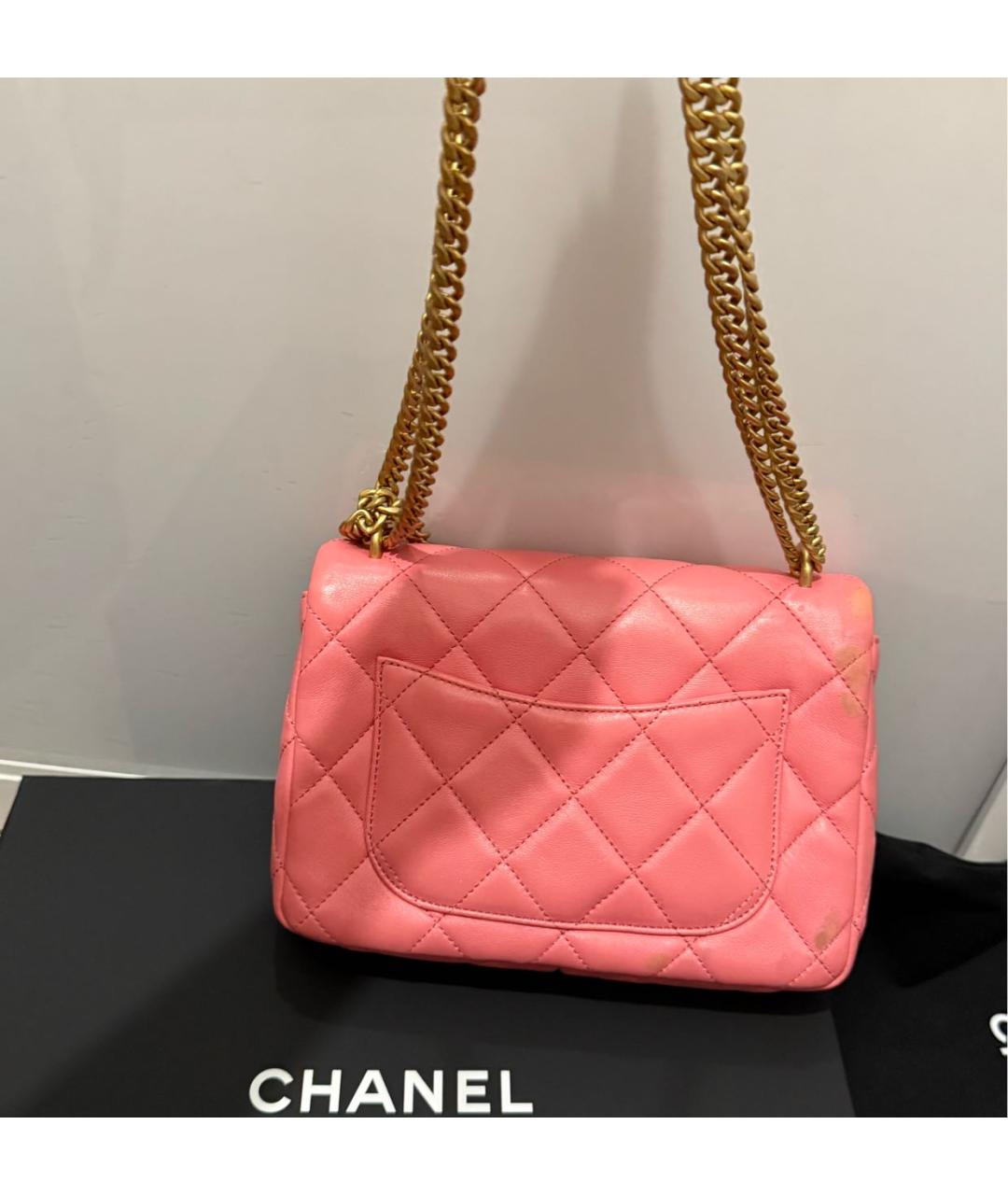 CHANEL Розовая кожаная сумка через плечо, фото 3
