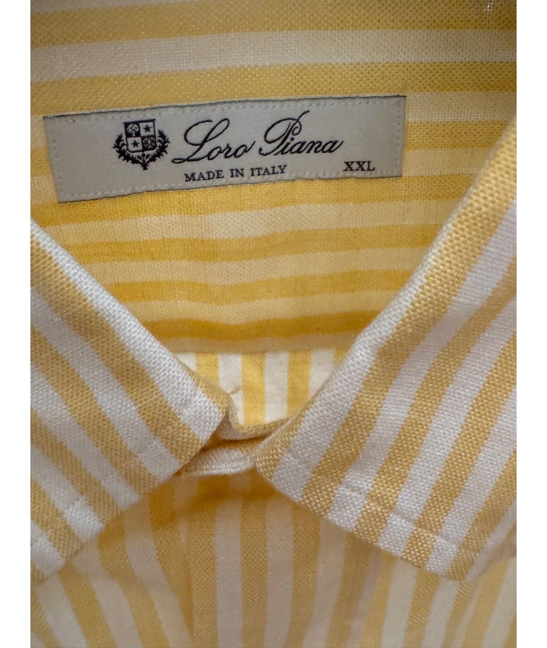 LORO PIANA Желтая льняная кэжуал рубашка, фото 3