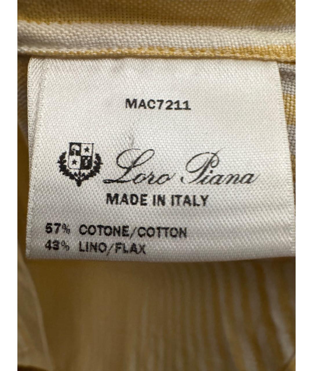 LORO PIANA Желтая льняная кэжуал рубашка, фото 5