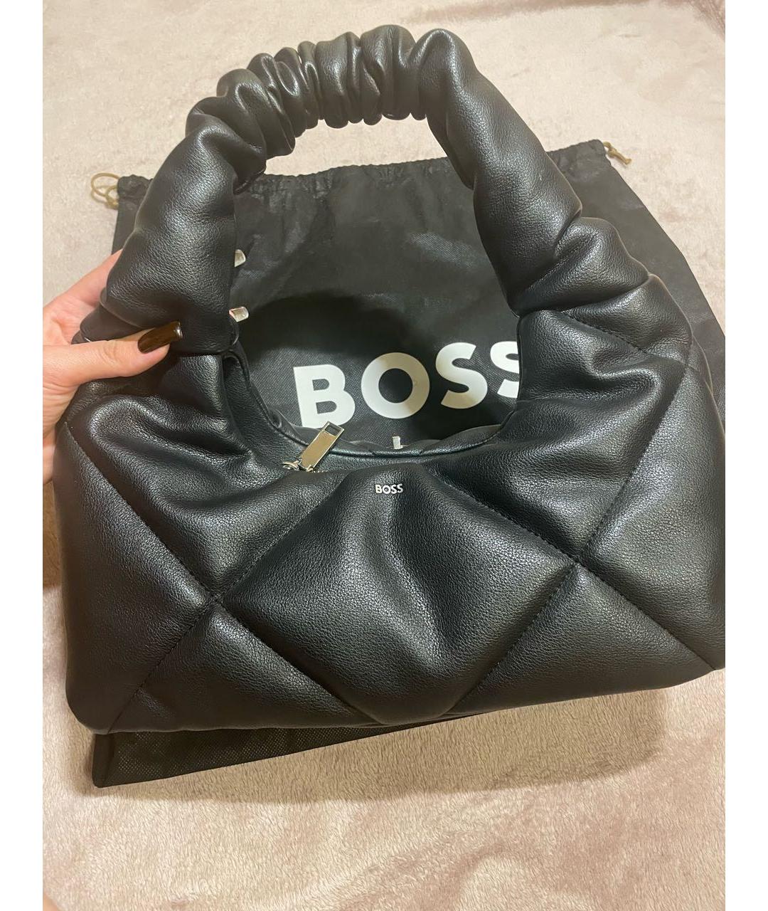 HUGO BOSS Черная сумка с короткими ручками из искусственной кожи, фото 4