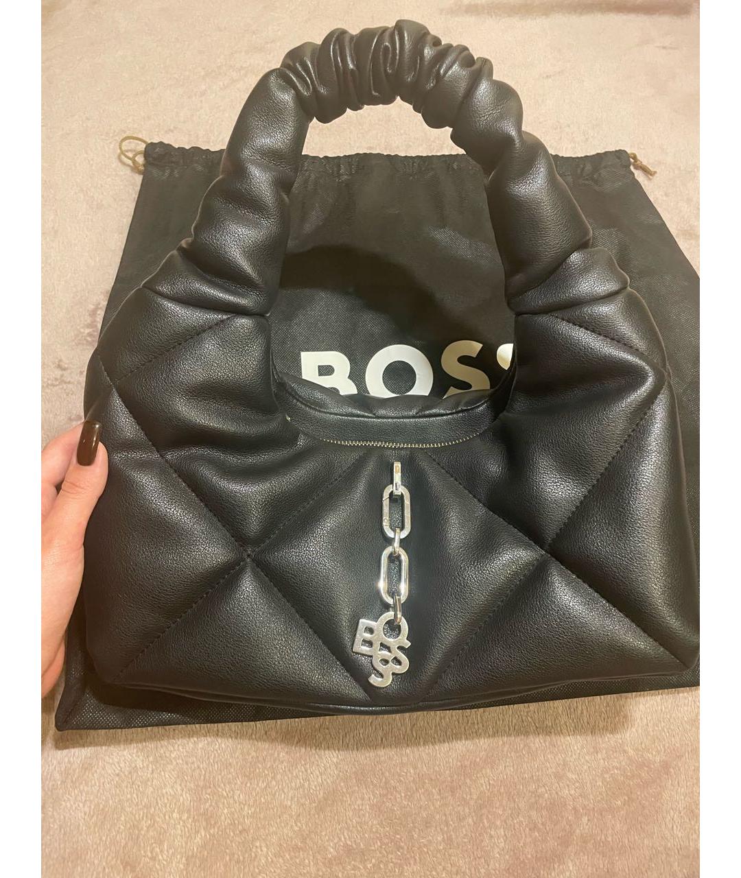 HUGO BOSS Черная сумка с короткими ручками из искусственной кожи, фото 3