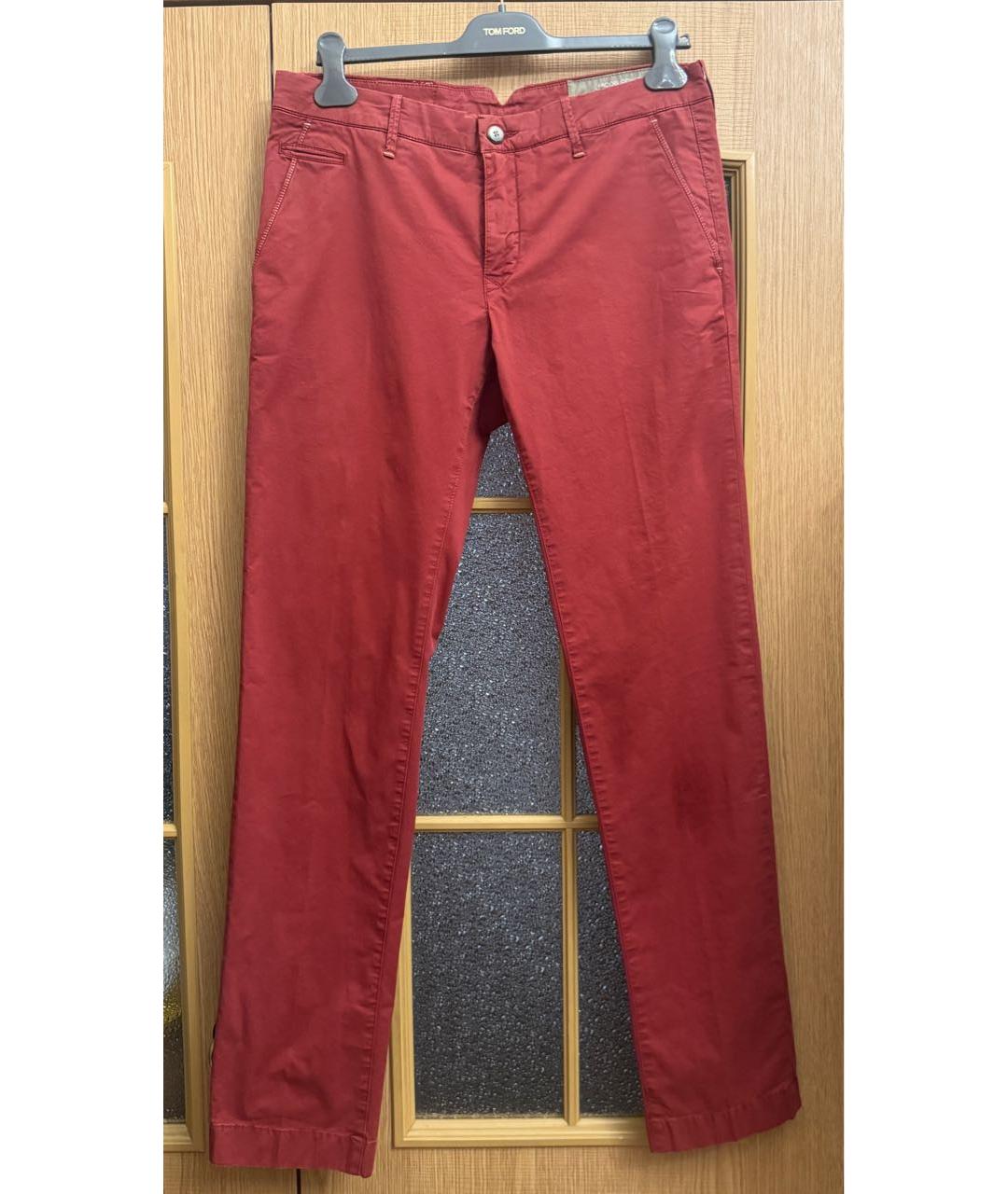 JACOB COHEN Бордовые хлопковые прямые джинсы, фото 7