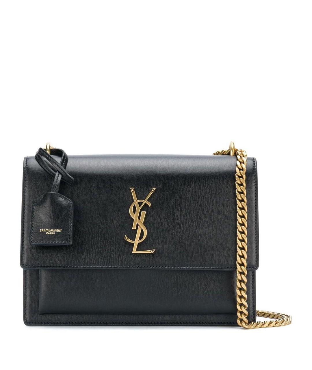 SAINT LAURENT Черная кожаная сумка через плечо, фото 1