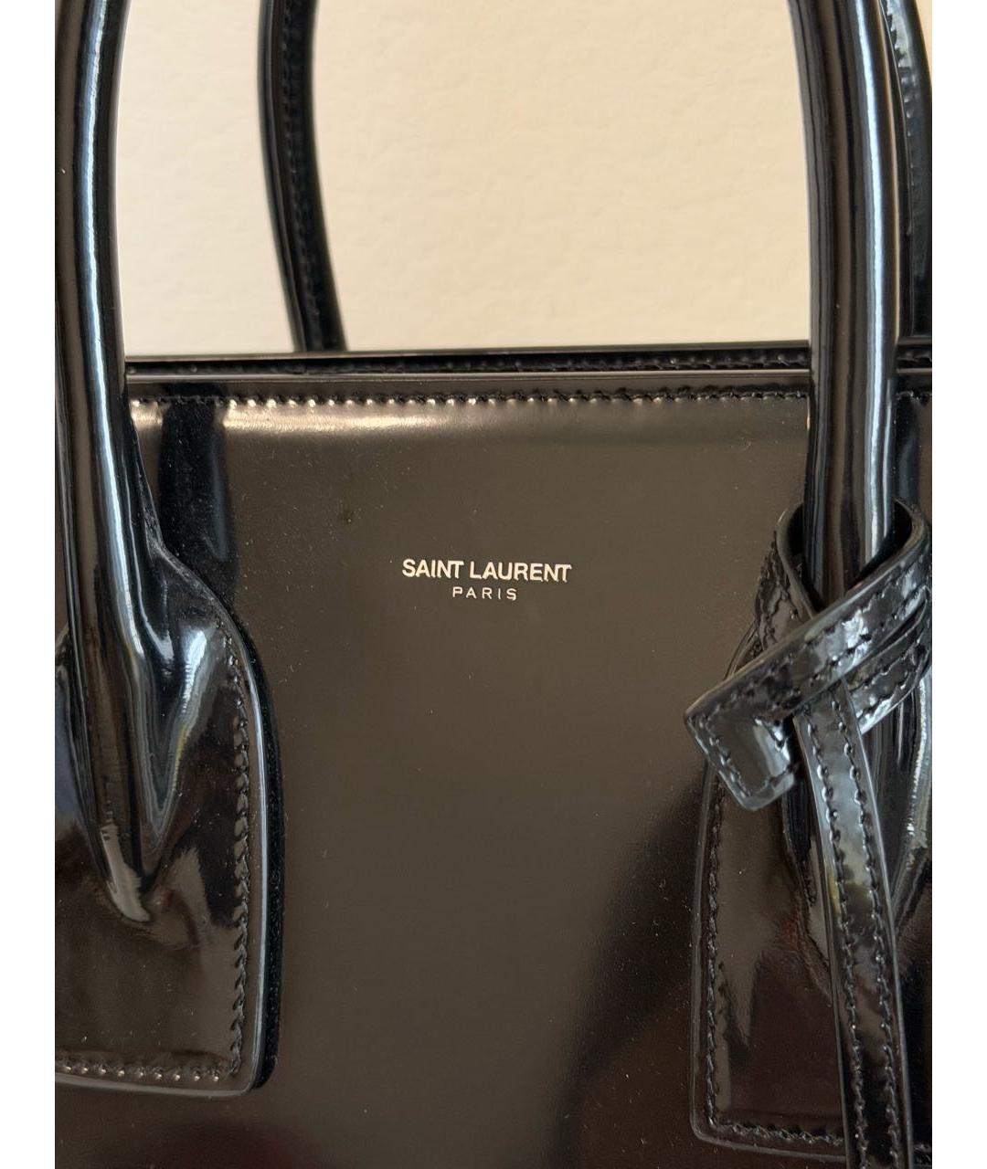 SAINT LAURENT Черная сумка через плечо из лакированной кожи, фото 7