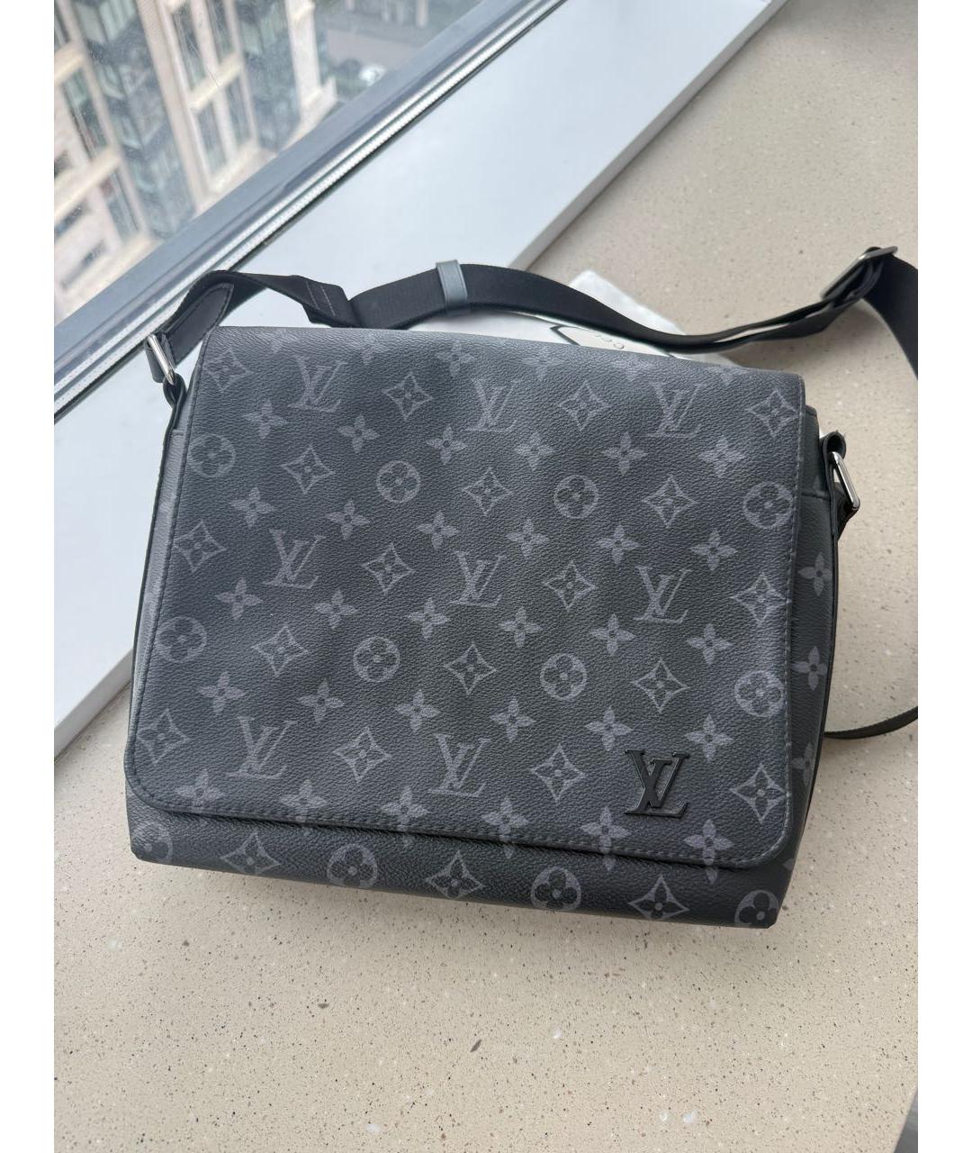 LOUIS VUITTON Черная кожаная сумка на плечо, фото 5