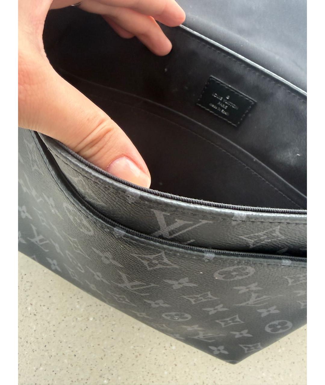LOUIS VUITTON Черная кожаная сумка на плечо, фото 3