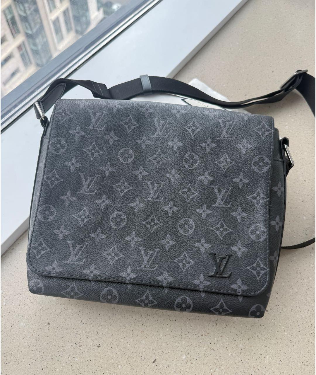 LOUIS VUITTON Черная кожаная сумка на плечо, фото 4