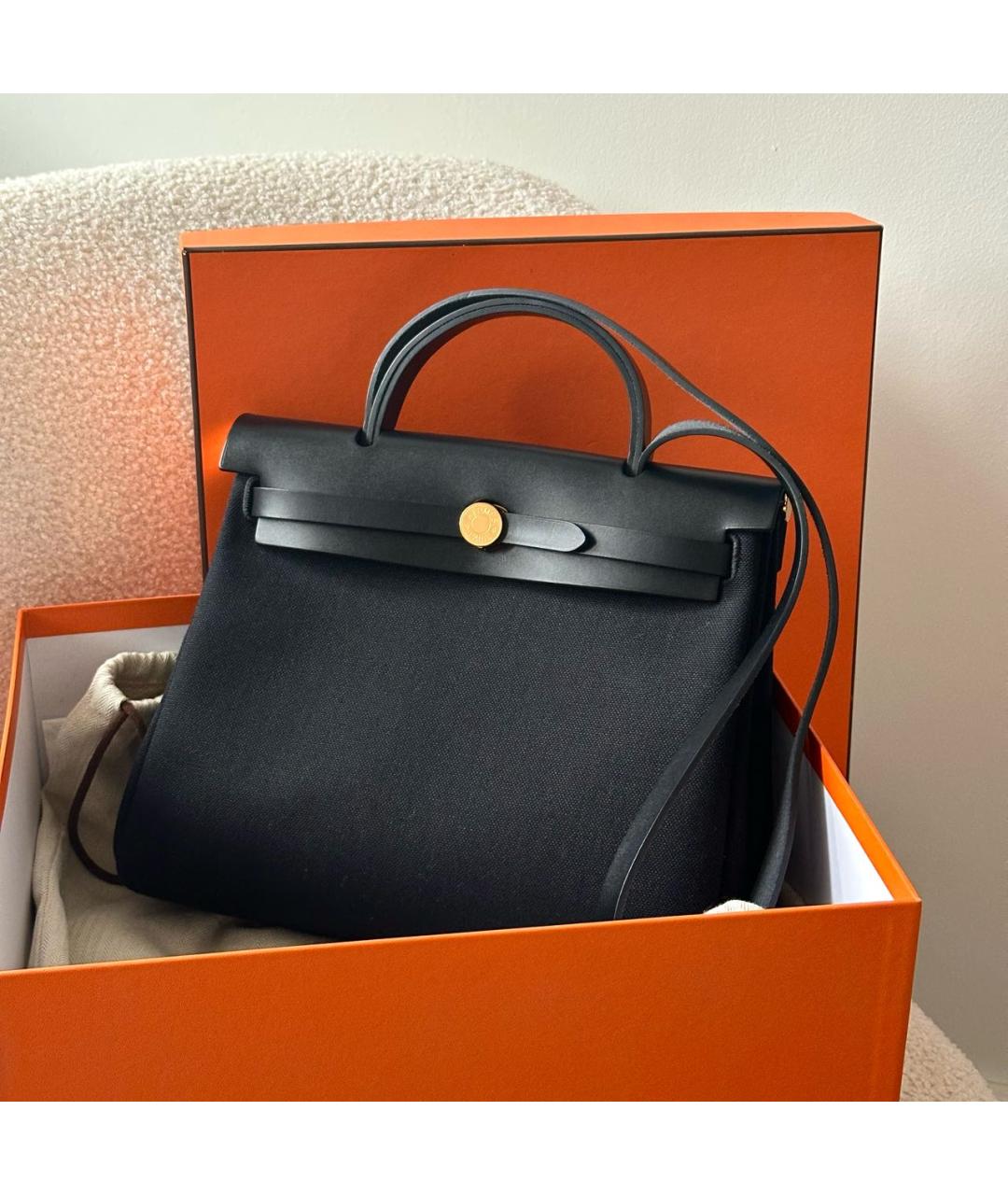 HERMES Черная тканевая сумка через плечо, фото 2