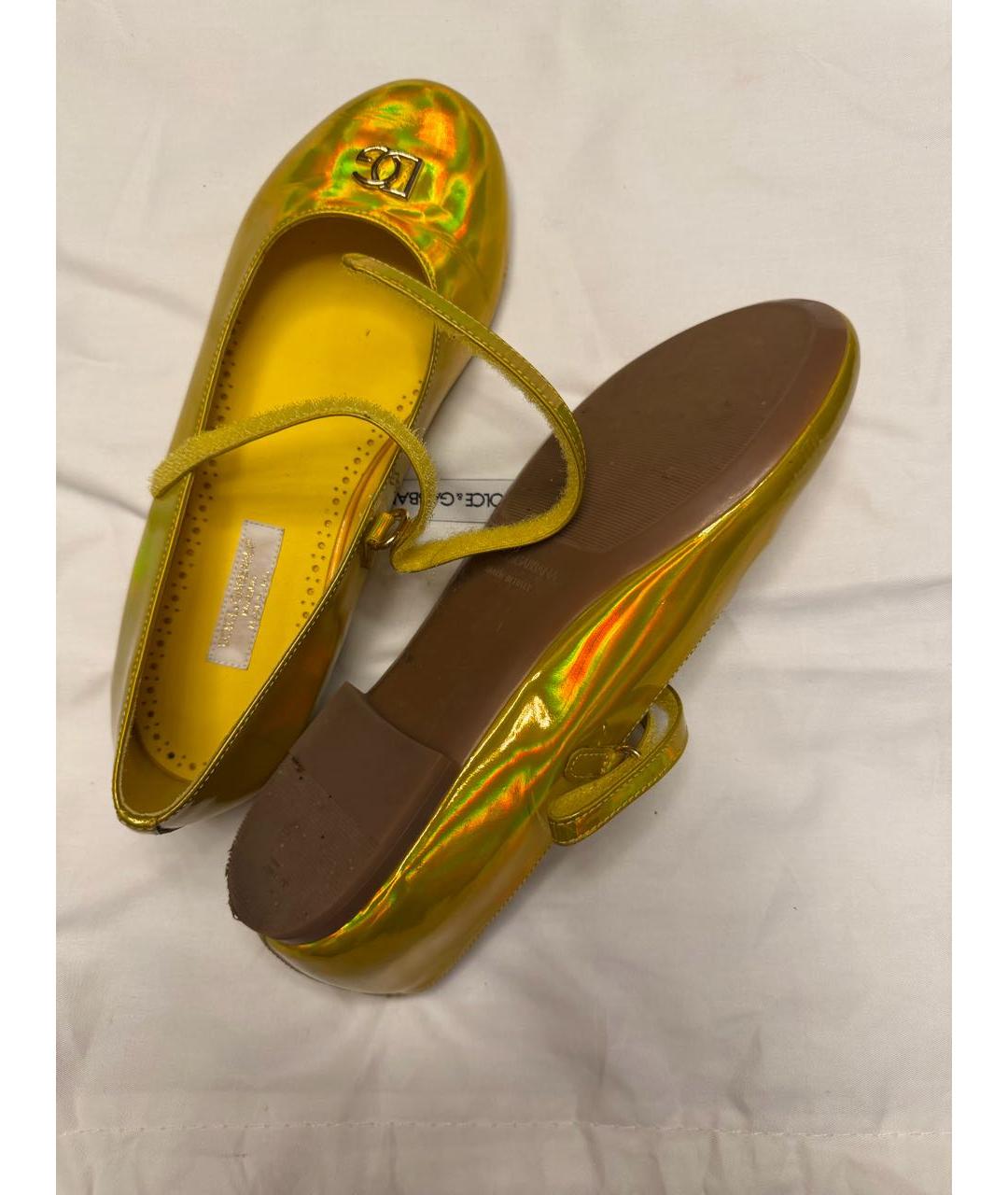 DOLCE & GABBANA KIDS Золотые туфли из лакированной кожи, фото 6